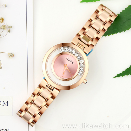 GUOU New Stainless Steel Strap Wristwatch Top Brand Luxury Ladies Watches Female Student Trend Fashion For Women Quartz Watches